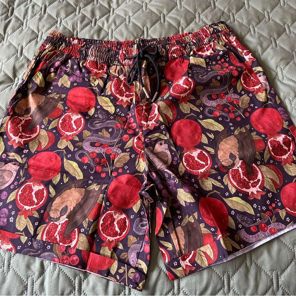Scarlet Garden Unisex Linen Shorts